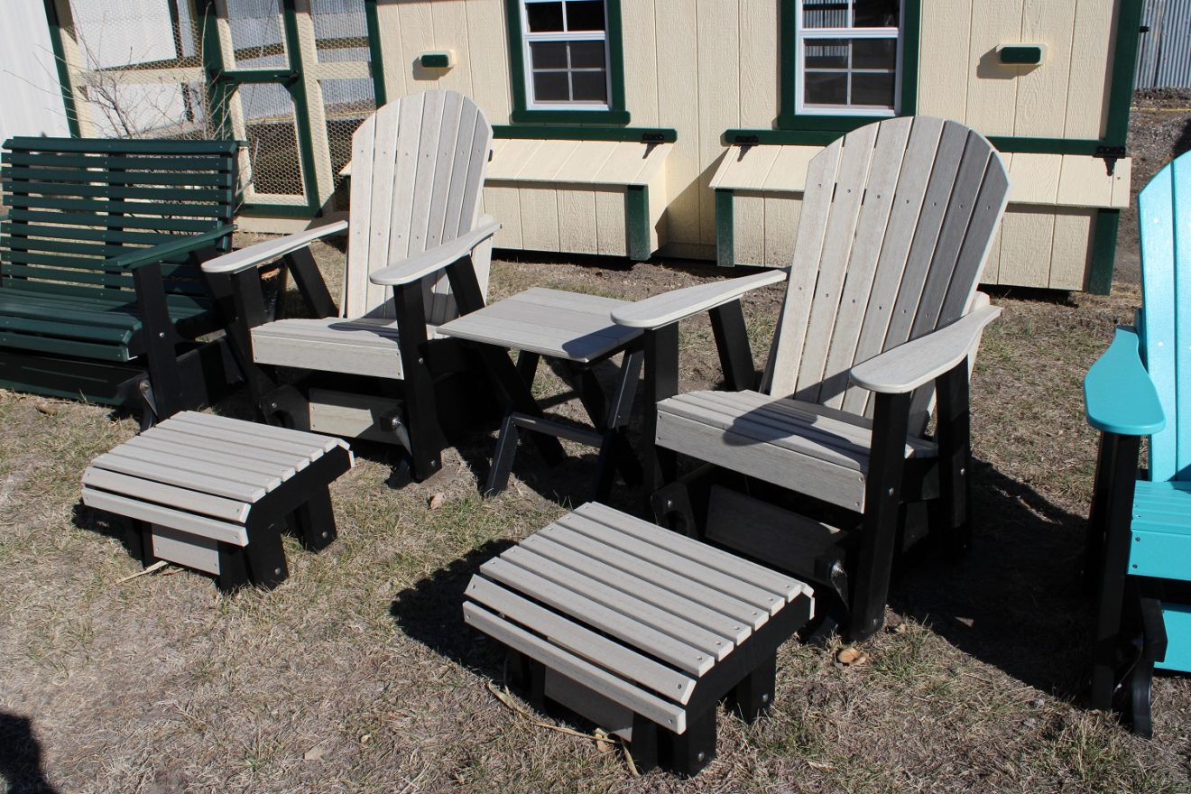 Composite Poly Glider Rocker Set. Birchwood Woodgrain Top/Black Base ...