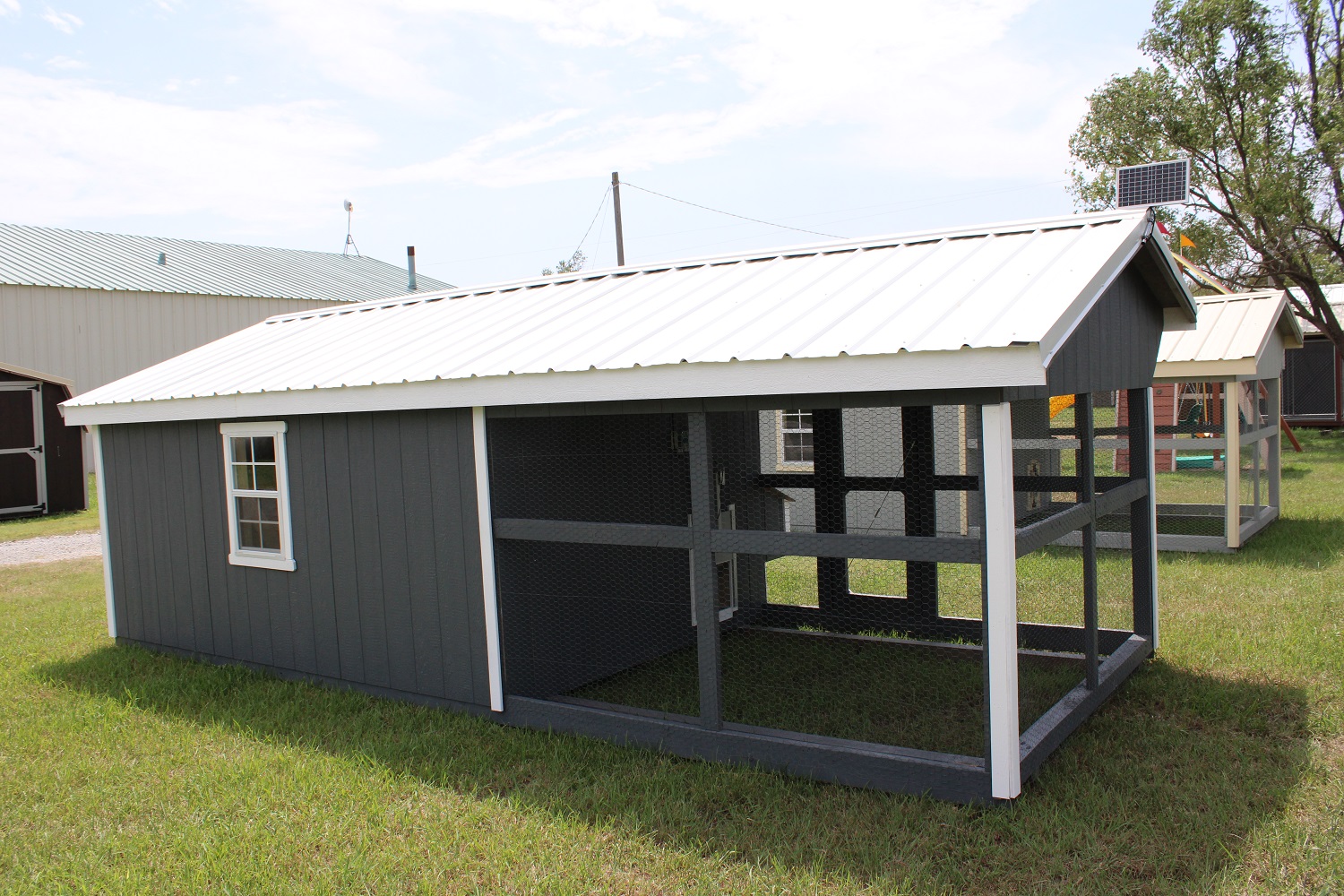 8'x12' Chicken Coop with 8' Run, Solar Chicken Door and Two 4-Section ...