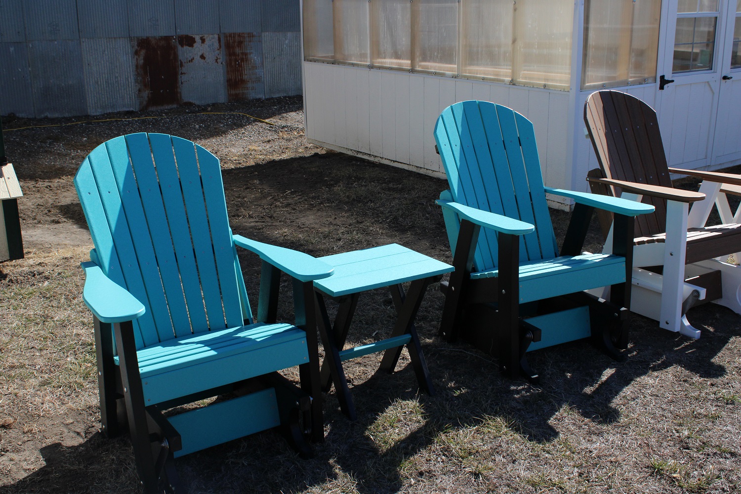 Comfo-Back Glider Rocker Set. Aruba Blue Black Base - Projective ...