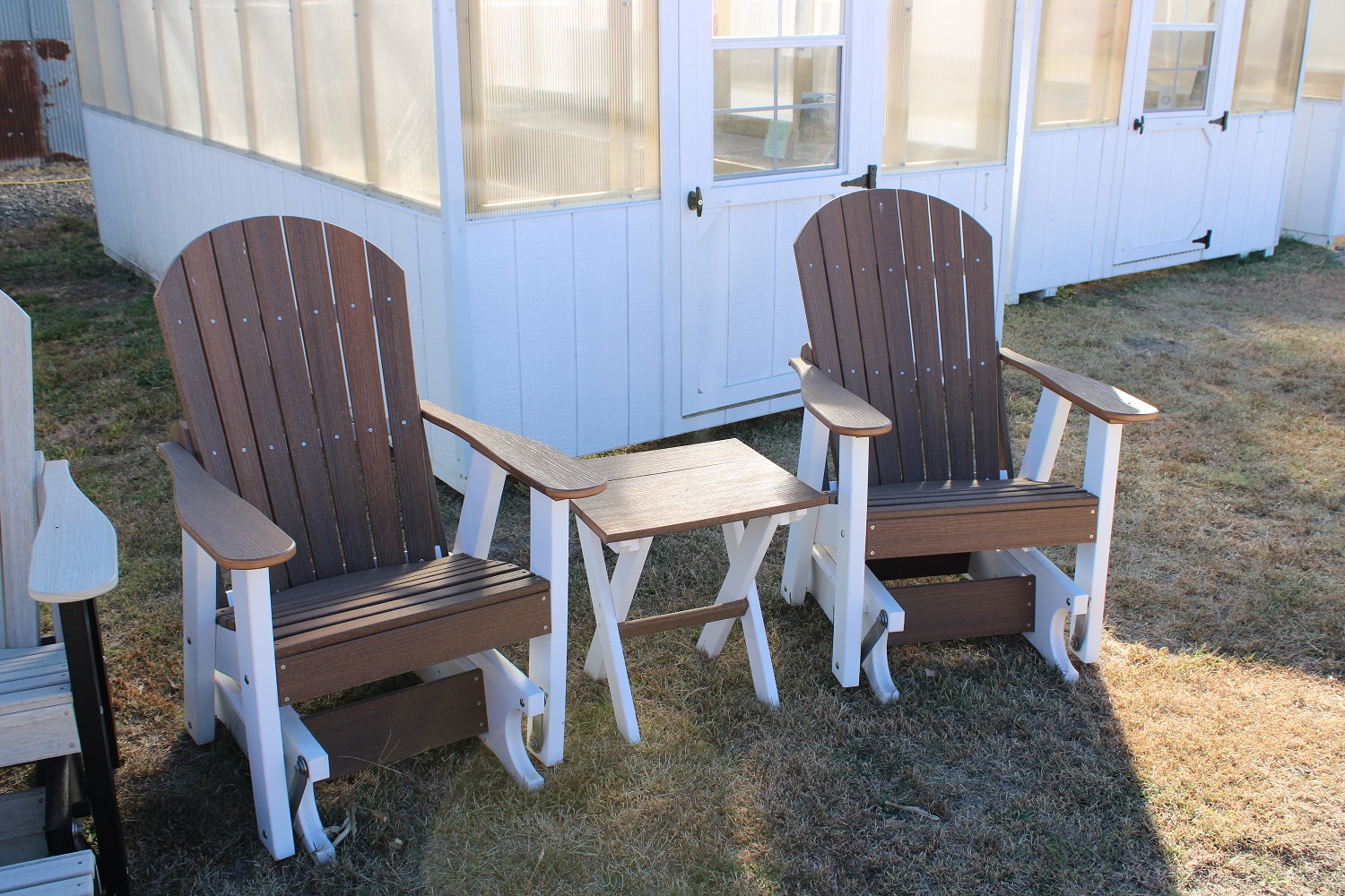 Composite Poly Glider-Rocker Set Antique Mohogany White Base ...