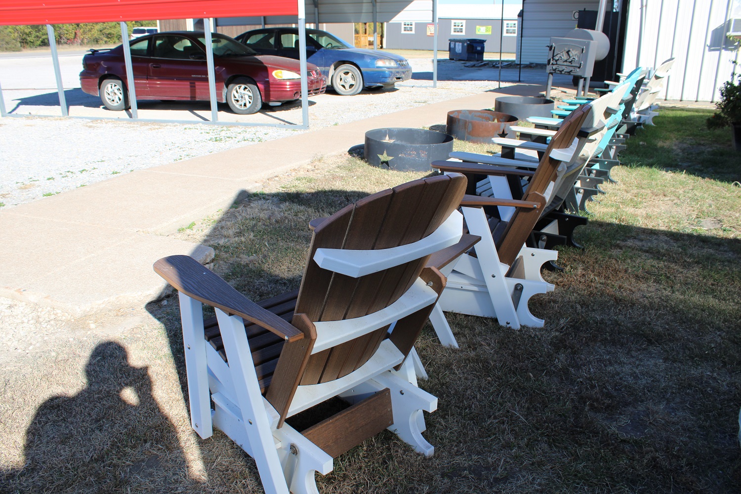 Composite Poly Glider-Rocker Set Antique Mohogany White Base ...