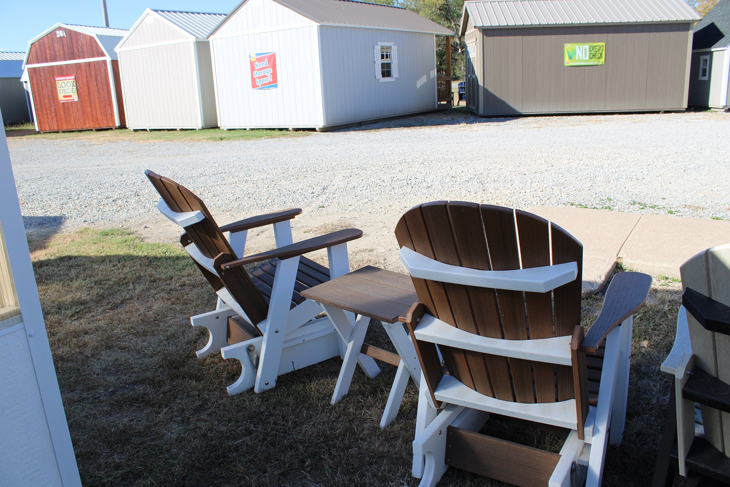 Composite Poly Glider-Rocker Set Antique Mohogany White Base ...