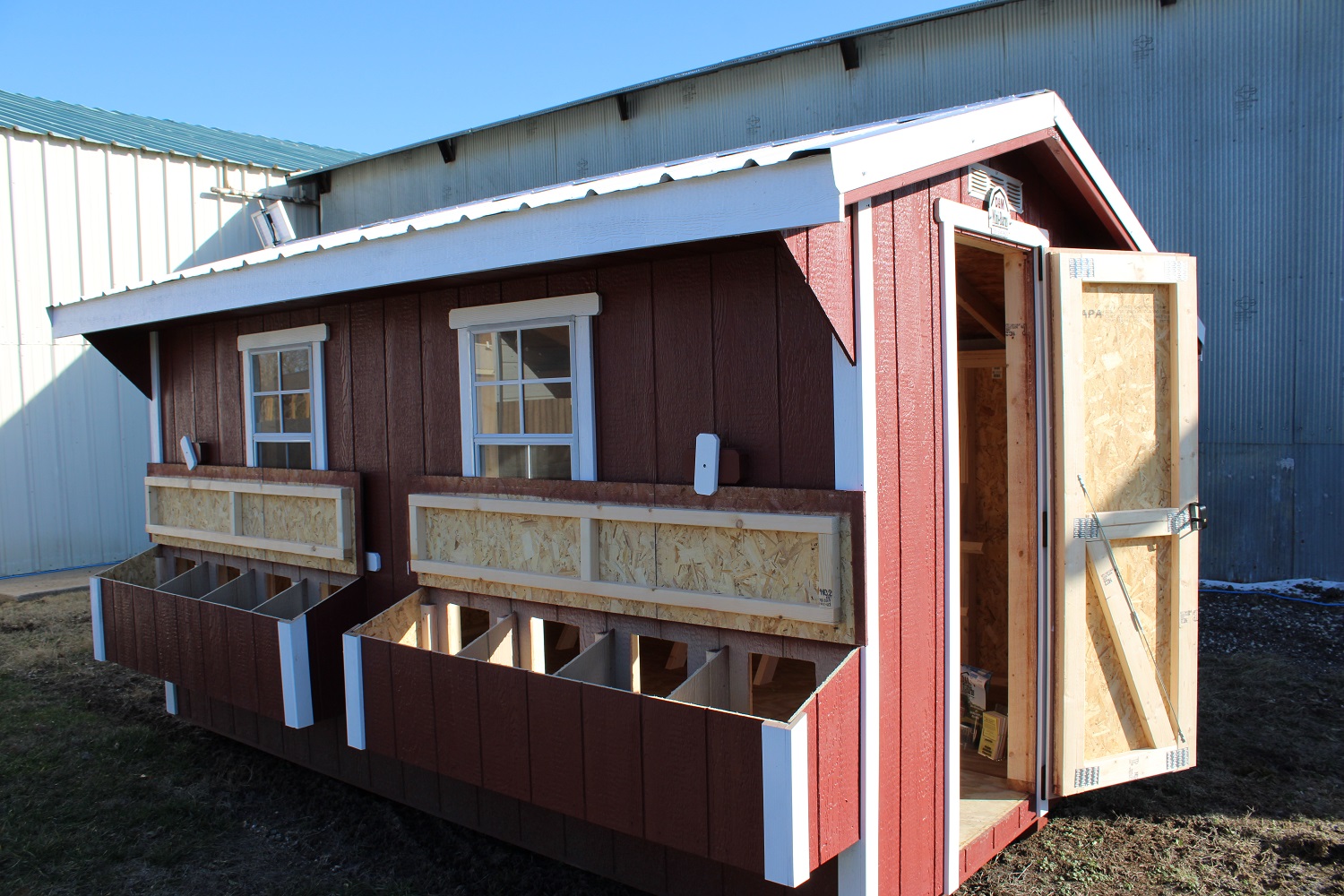 8'x12' Chicken Coop with Solar Chicken Door and Two 4-Section Nesting ...